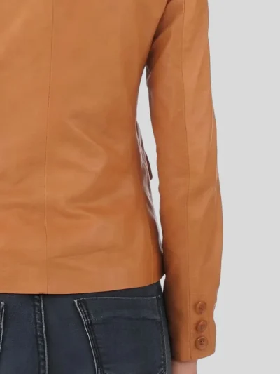 Women's Brown Crop Leather Blazer: Pukaki - Image 3