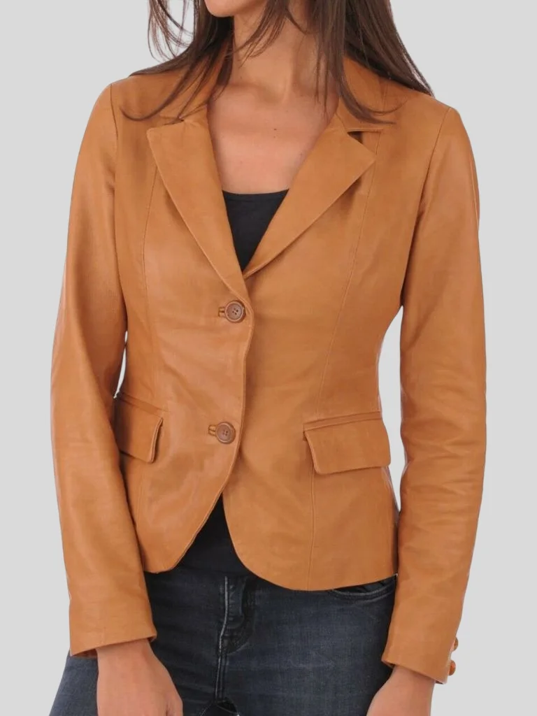 Women’s Brown Crop Leather Blazer: Pukaki