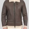 Men's Brown Aviator Leather Jacket: Raglan