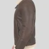 Men's Brown Aviator Leather Jacket: Raglan - Image 4
