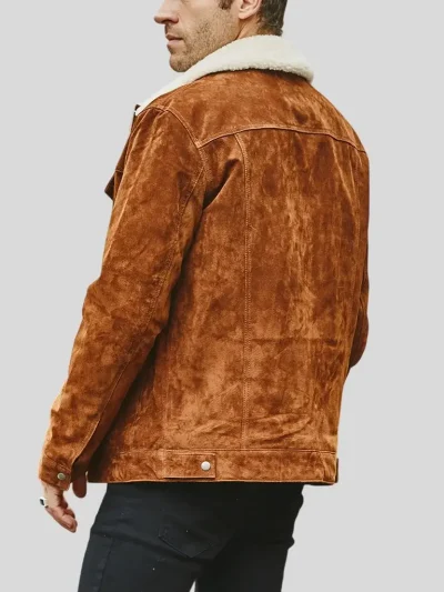 Men's Trucker Tan Suede Leather Jacket: Riwaka - Image 2