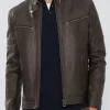 Men's Dark Brown Leather Jacket: Ross