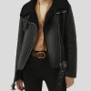 Women's Black Sherpa Leather Jacket: Tauranga - Image 3