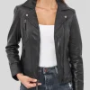 Women's Black Biker Leather Jacket: Blenheim