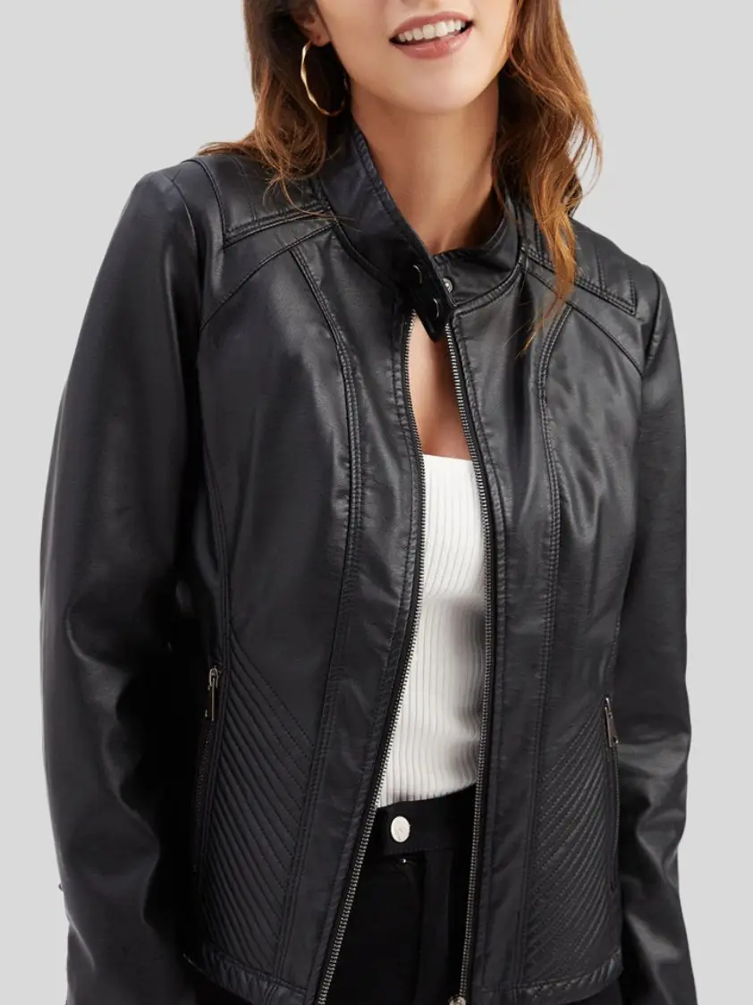 Women’s Black Biker Leather Jacket: Hamilton
