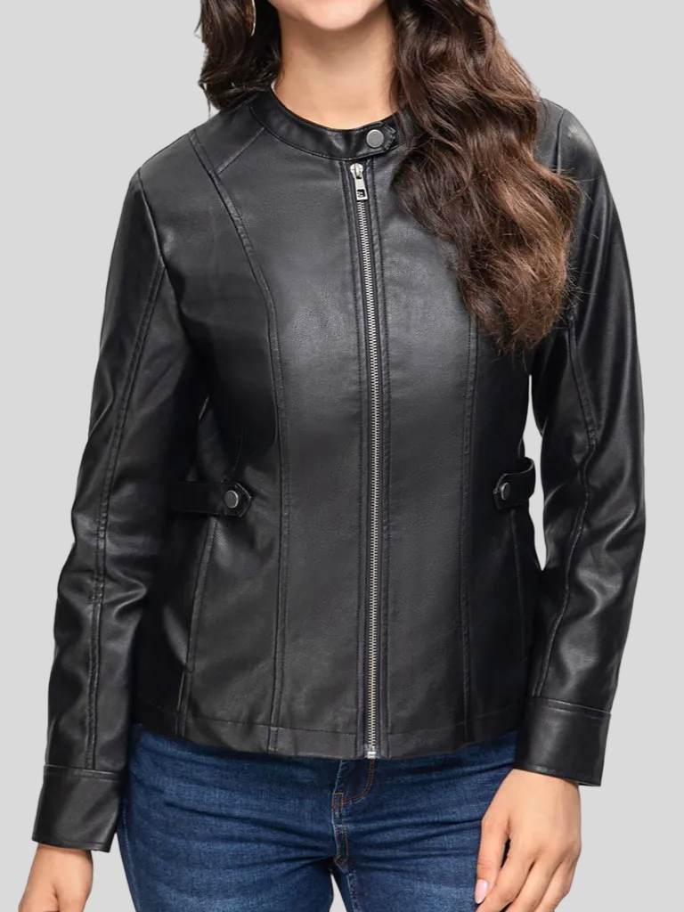 Women’s Black Biker Leather Jacket: Mimi