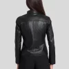 Women's Black Café Racer Leather Jacket: Granity - Image 2
