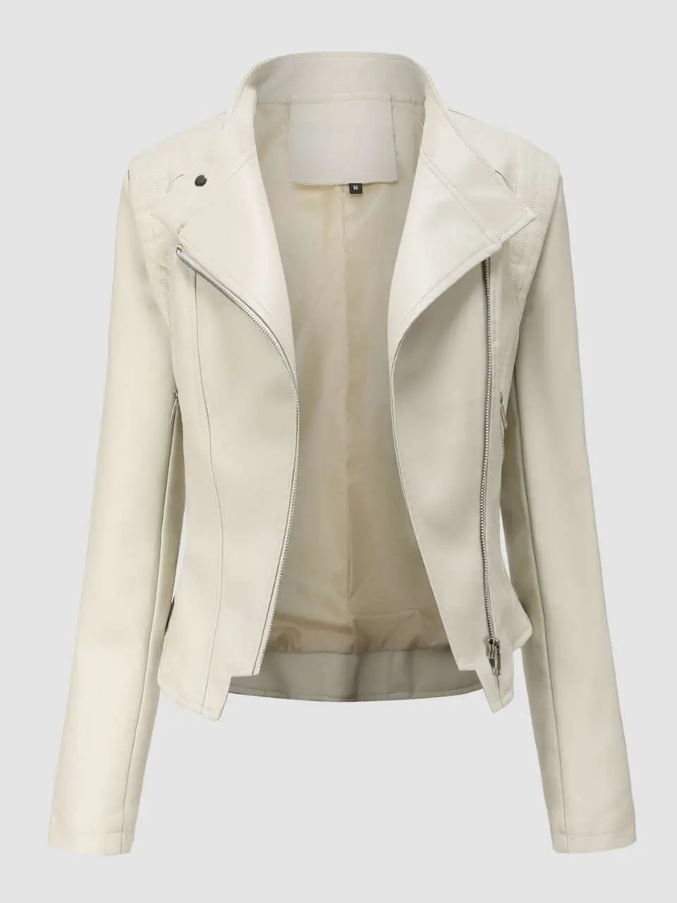 Women’s White Biker Leather Jacket: Horeke