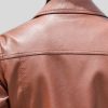 Men's Shirt Collar Leather Jacket in Tan: Invercargill - Image 3