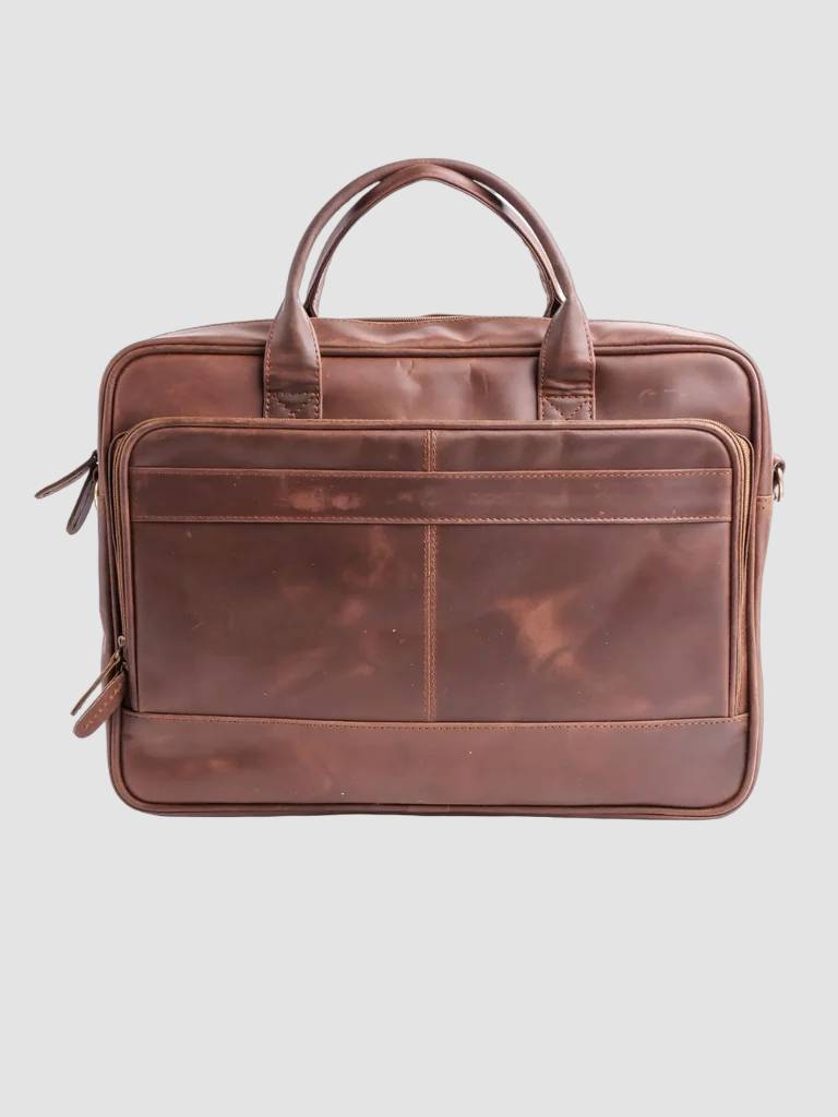 Dark Tan Leather Laptop Bag: GreyTown