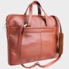 Ultra Slim Tan Leather Laptop Bag: Shannon