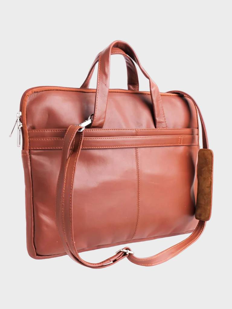 Ultra Slim Tan Leather Laptop Bag: Shannon