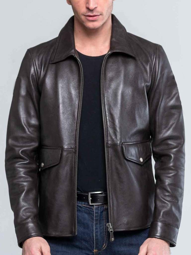 Men’s Classic Brown Leather Jacket: BellBlock